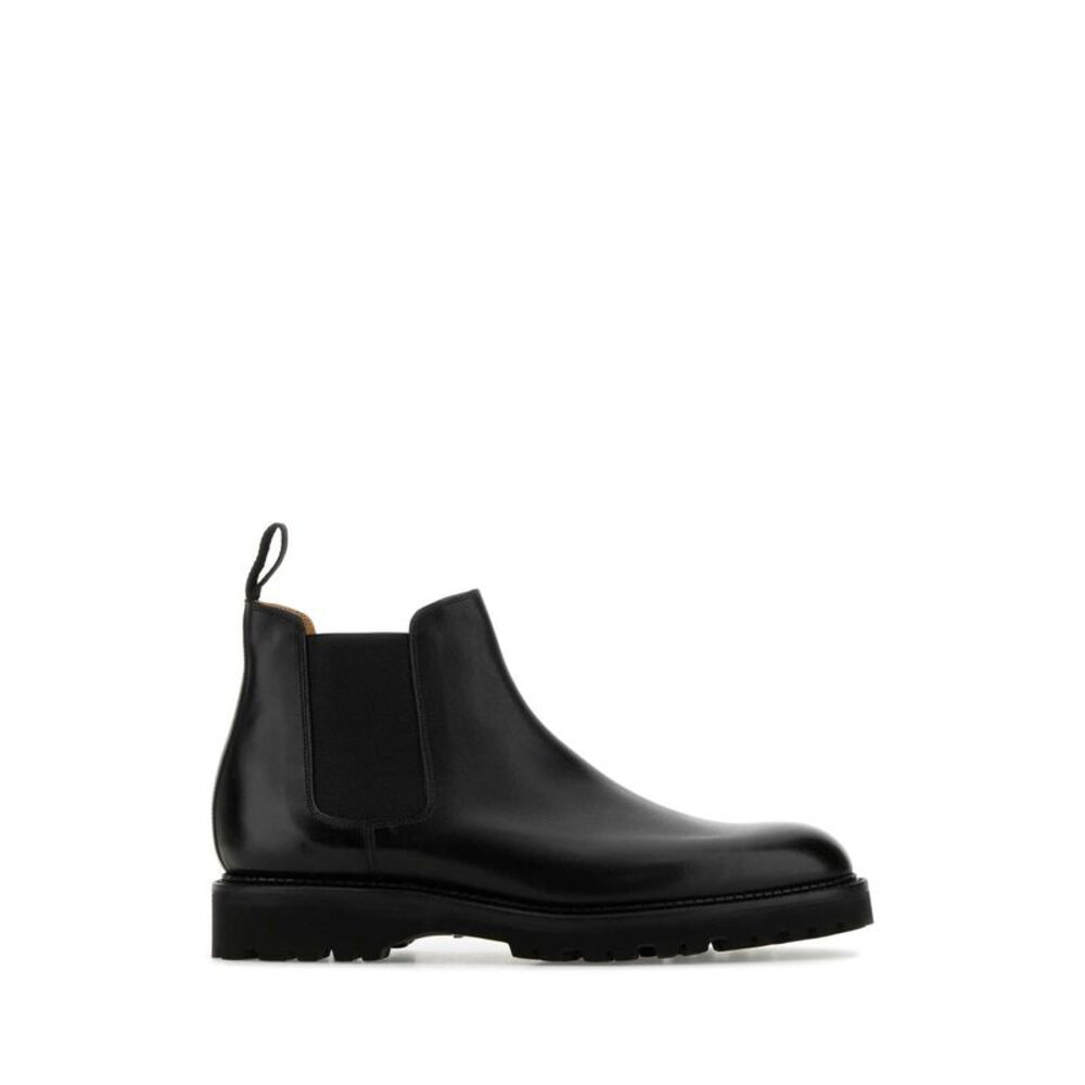 John Lobb Men Black Leather Lawry Ankle Boots